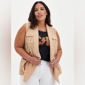 Torrid Gauzy Drape Front Vest